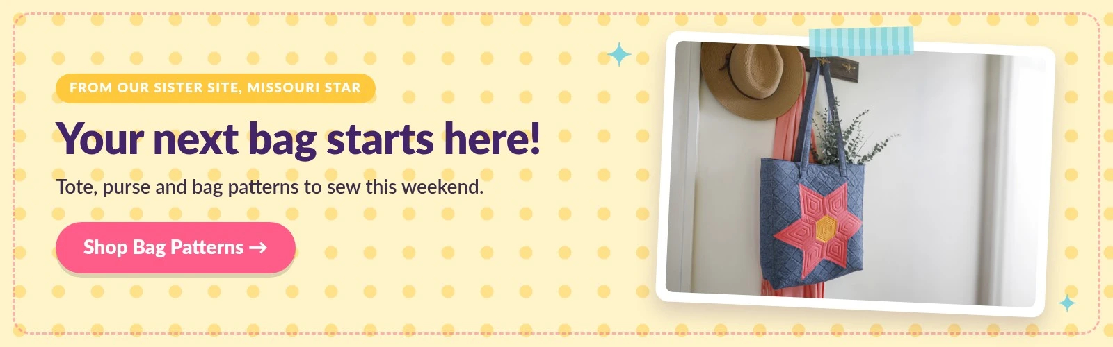 A quilted star tote bag - shop bag patterns