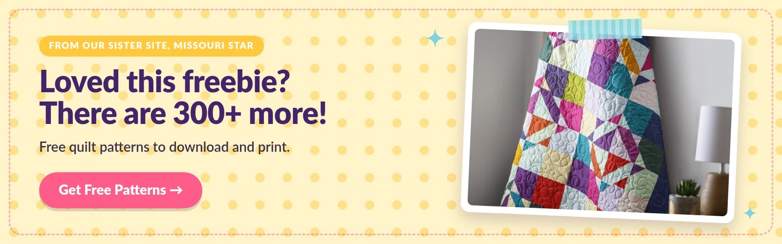 A colorful patchwork quilt - get 300+ free quilt patterns at Missouri Star