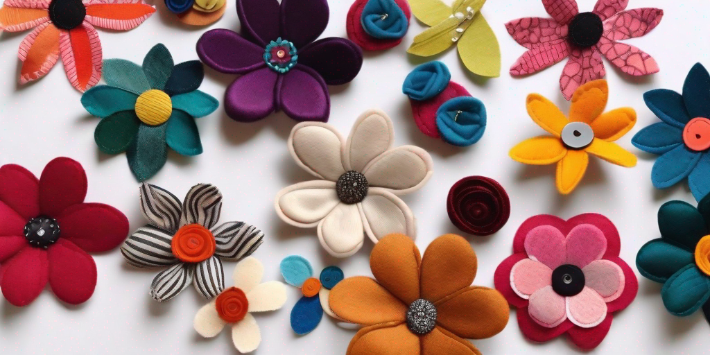 Felt Flower in Bright Colors, Felt Shapes, Flowers for Crafts