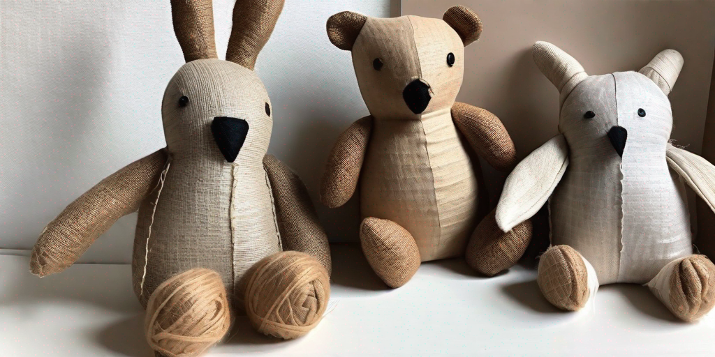 Burlap Buddies Rustic Fabric Stuffed Animals with Charm Nancy's Notions