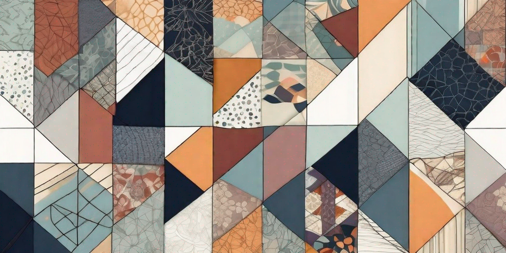 Gray and orange geometric mini quilt, sewing and quilting accessories Stock  Photo